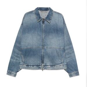 FEAR OF GOD ESSENTIALS | Zip-Front Denim Bomber Jacket | Men’s Sz S